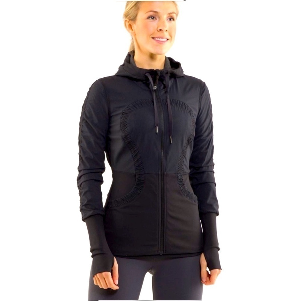LULULEMON Dance Studio Reversible Hooded Athletic Jacket Black Size 6